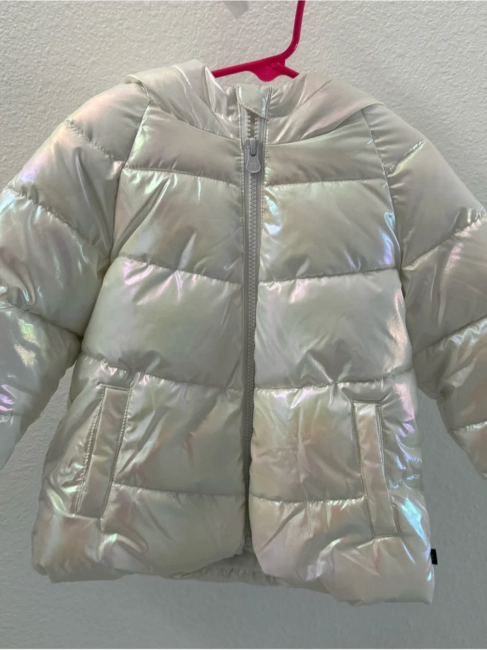 GAP Kids Iridescent Pearl White Puffer Jacket